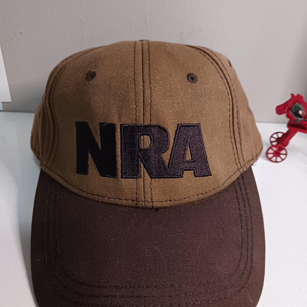 NRA National Rifle Association adjustable hat baseball cap, embroidered, Brown